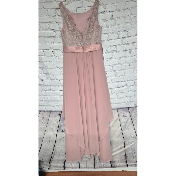 Azazie Dusty Rose Lace Chiffon Bridesmaid Dress A10 Blush Pink Formal Wedding - Picture 8 of 11